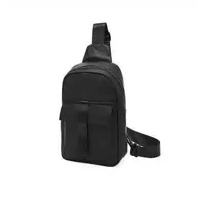 老人头 简约通勤商务时尚 合成革 胸包 男款 黑色