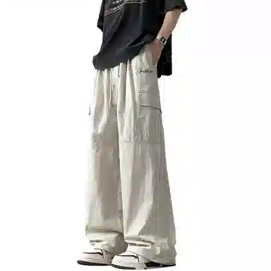 大卫贝肯 美式潮牌字母印花宽松舒适户外通勤防风防水速干伞兵工装直筒休闲裤 男女同款