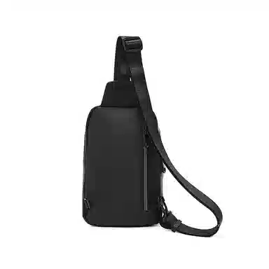 老人头 简约通勤商务时尚 合成革 胸包 男款 黑色