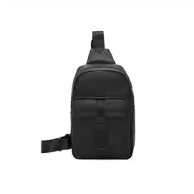 老人头 简约通勤商务时尚 合成革 胸包 男款 黑色