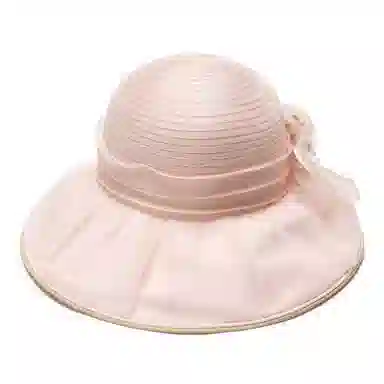 上海故事 春夏遮阳帽大头围渔夫帽蝴蝶结气质花朵欧根纱度假护脸礼帽 聚酯纤维 防晒帽 女款