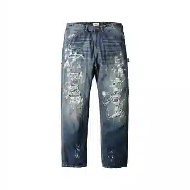 实年服工 水洗直筒宽松百搭休闲牛仔裤 男款