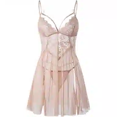 潞优野 网纱蕾丝休闲透气无袖睡裙 女款