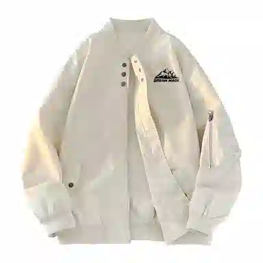 兰缪 美式高街风复古纯色基础款通勤户外休闲宽松夹克外套 男女同款