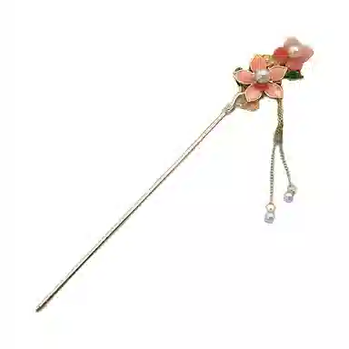 【春花秋月】 指尖瑰宝 古风粉色花朵发饰中式高级感簪子发钗小众步摇繁花国风复古大气优雅汉服旗袍盘发挽发 合金 发簪 女款