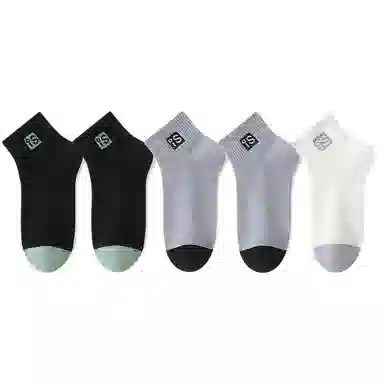 兰缪 学院风小清新纯色透气防滑柔软短袜 男款 组合装