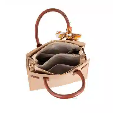 维尼奥 大气国风百合花刺绣小众大容量优雅妈妈 合成革 手提包单肩斜挎包 女款 米白色/杏色