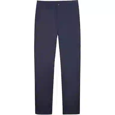 才子 纯色中腰拉链高弹直筒休闲裤 男款