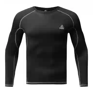 匹克 速干透气运动训练散热高弹长袖跑步瑜伽骑行健身衣 男女同款 黑色