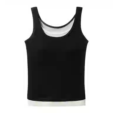 内在密码 桑蚕丝带胸垫宽肩带内搭文胸一体假两件外穿撞色修身背心 女款