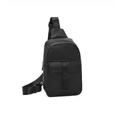 老人头 简约通勤商务时尚 合成革 胸包 男款 黑色