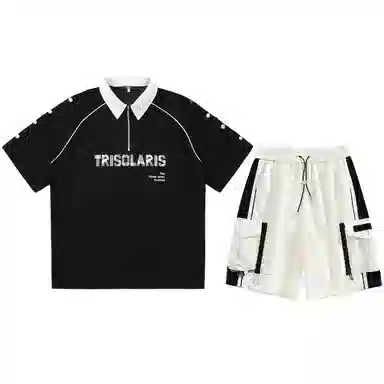 三体 文明系列美式复古基础简约字母印花百搭宽松高街潮牌时尚舒适日常个性学生多巴胺薄款透气跑步健身休闲运动套装 男女同款