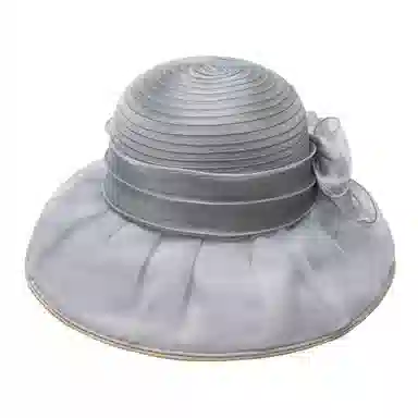 上海故事 春夏遮阳帽大头围渔夫帽蝴蝶结气质花朵欧根纱度假护脸礼帽 聚酯纤维 防晒帽 女款