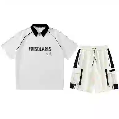 三体 文明系列美式复古基础简约字母印花百搭宽松高街潮牌时尚舒适日常个性学生多巴胺薄款透气跑步健身休闲运动套装 男女同款