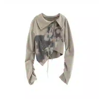 JUFU Long Sleeve Crop Top Grey