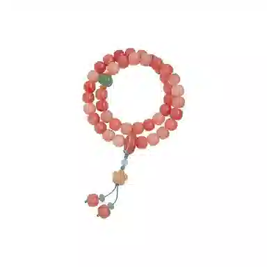 【桃之夭夭】 色菲尔 渐变藕粉双圈盘玩葫芦跑环文玩手持佛珠桃花 菩提根 手串 男女同款情侣款