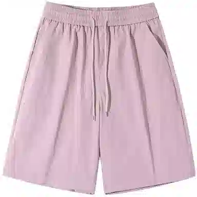 蜡笔小新 纯色卡通小新口袋竖徽宽松透气直筒针织休闲短裤 男女同款