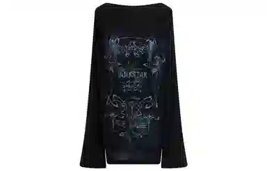 IMXS Vintage Print Sheer Oversized Long Sleeve Tee