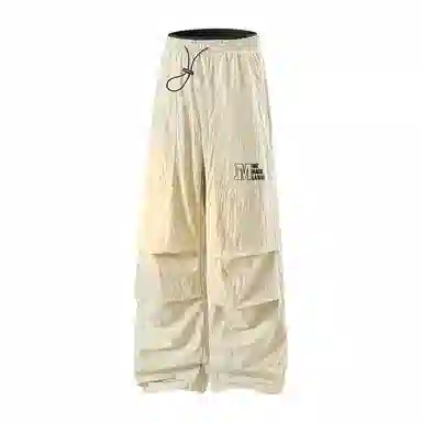 兰缪 日系基础款字母简约日常户外运动透气通勤舒适美式复古时尚百搭宽松直筒休闲裤 男女同款