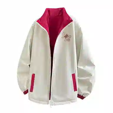 兰缪 美式复古纯色基础款字母防风日常山系通勤户外宽松长袖两面穿夹克外套 男女同款