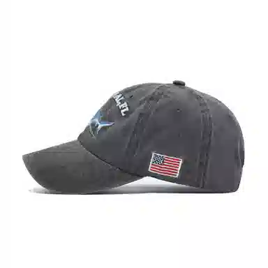 复古鲨鱼刺绣水洗做旧大头围显脸小美式休闲遮阳防晒帽 优质棉质帽 时尚鸭舌帽 男女同款情侣款 丰富色彩任你选