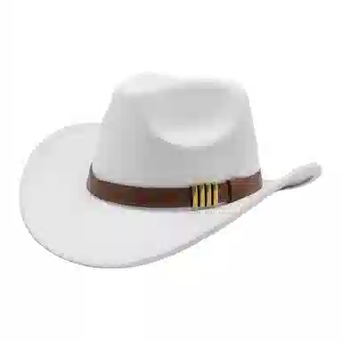 木林森 西部牛仔复古简约皮带佩饰宽帽檐遮阳户外出行显脸小盆帽防晒百搭 毛呢 渔夫帽 男女同款情侣款