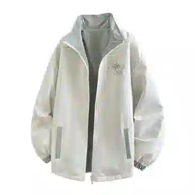 兰缪 美式复古纯色基础款字母防风日常山系通勤户外宽松长袖两面穿夹克外套 男女同款