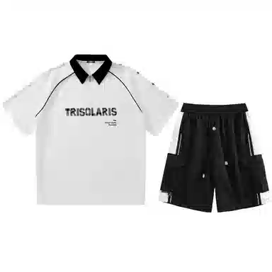 三体 文明系列美式复古基础简约字母印花百搭宽松高街潮牌时尚舒适日常个性学生多巴胺薄款透气跑步健身休闲运动套装 男女同款