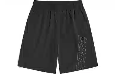 特步 综训系列 字母中腰直筒运动短裤 男款 正黑色