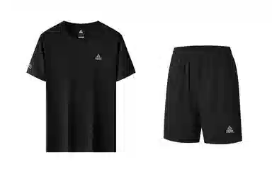 匹克 纯色速干透气休闲运动跑步训练衣裤子短裤短袖衣服宽松舒适健身套装 男女同款