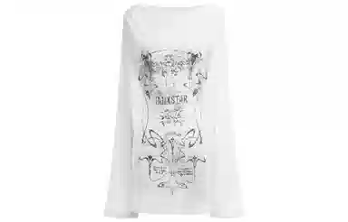 IMXS Vintage Print Sheer Oversized Long Sleeve Tee