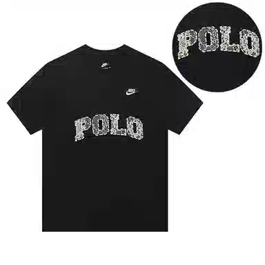 Nike Polo Embroidered Logo T-Shirt Black