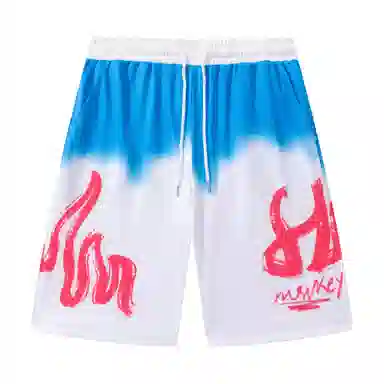 FireMonkey Cartoon Print Basketball Shorts White Blue