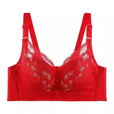 波波女神 小胸显大无钢圈侧收副乳调整型上托提拉抗菌无痕高弹舒适运动日常蕾丝文胸 女款 礼盒装