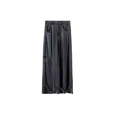 幻象者 原创设计垂感阔腿宽松直筒休闲裤 男女同款 黑灰色