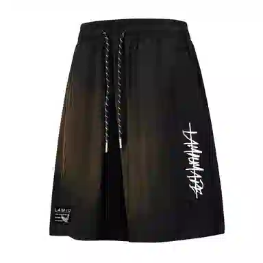 兰缪 日系纯色基础款户外运动简约美式复古品牌轻薄亲肤百搭日常通勤舒适透气系带五分休闲短裤 男女同款