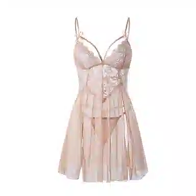 潞优野 网纱蕾丝休闲透气无袖睡裙 女款