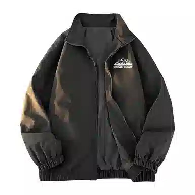 兰缪 美式百搭休闲宽松圆领运动长袖夹克外套 男女同款