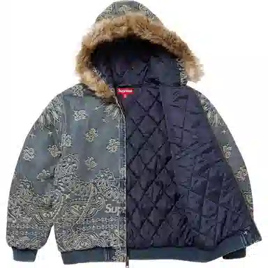 Supreme SS25 Bandana Jacquard Denim Hooded Work Jacket