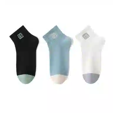 兰缪 学院风小清新纯色透气防滑柔软短袜 男款 组合装