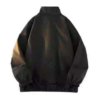 兰缪 美式百搭休闲宽松圆领运动长袖夹克外套 男女同款