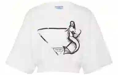 Prada Printed Crewneck T-Shirt White