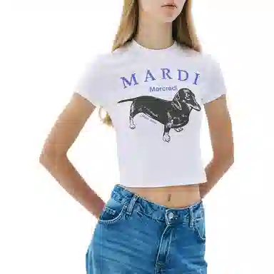 MARDI MERCREDI CROPPED TSHIRT DDANJI_WHITE PURPLE SS25T