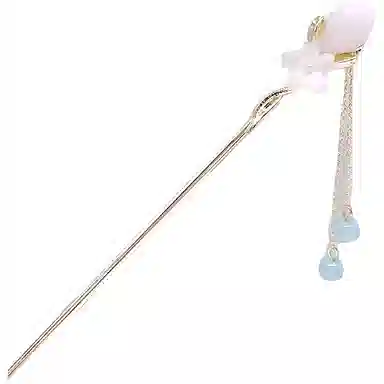 【含苞待放】 指尖瑰宝 古风花苞流苏珍珠典雅大气优雅精致古装步摇盘发新中式高级感簪花头饰 合金/玉髓 发簪 女款