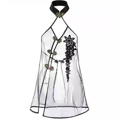 潞优野 性感绣花网纱惑复古无袖睡裙 女款