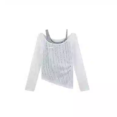 JUFU Hollow Long Sleeve Tee White