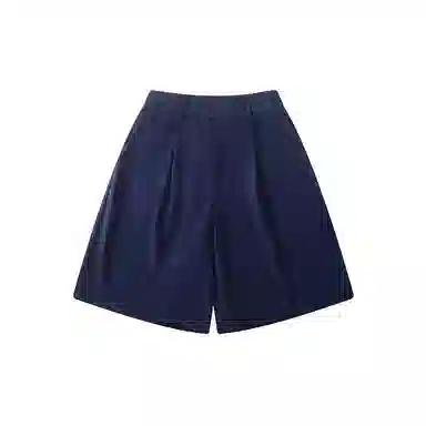 我是大卫 日系复古宽松速干松紧腰中裤高级感直筒休闲短裤 男款 蓝色