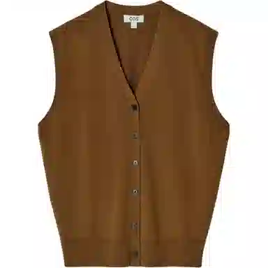 COS V-Neck Buttoned Vest Brown