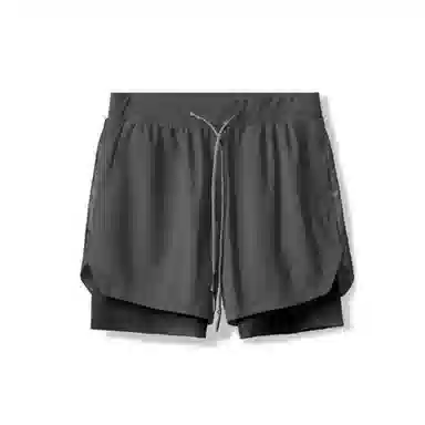浪莎 双层运动短裤男士跑步训练梭织五分骑行裤潮流迷彩裤 骑行配套