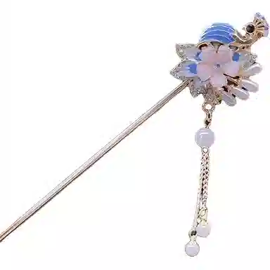 【孔雀东南飞】 指尖瑰宝 古风优雅气质轻奢花朵高级感小众设计新中式温柔优雅流苏步摇盘发汉服百搭 合金 发簪 女款